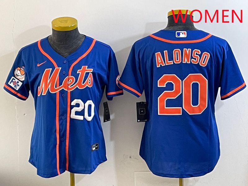 Women New York Mets #20 Alonso Blue Game Fashion 2025 Nike MLB Jersey style 2